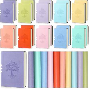 Eaasty 20 Pack A6 PU Leather Journal Notebooks Mini Pocket Notebook Bulk Tree Journal Small Lined Notepad 200 Pages for Writing Business Travel School Office Gifts, 5.5 x 3.9 Inch(Morandi)