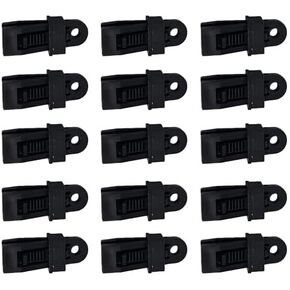 Heavy Duty Tarp Clips 15-Pack | Weatherproof Adjustable Clamps for Outdoor Tarps, Canopies, Tents | Versatile Camping Gear, Pool Cover Fasteners (Green)