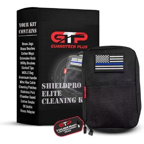 ShieldPro Elite Gun Cleaning Kit – 223, 38, 9MM, 40, 45 & 12GA. Law Enforcement Focus and Designed Tactical, Handgun, Rifle, Weapon & Firearm Cleaning Kit. Tactical 9mm Cleaning kit Molle Bag Design