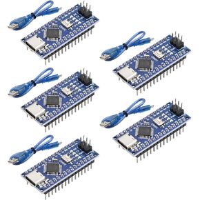 5Pcs LUIRSAY Nano V3.0 Board ATmega328P/CH340G Chip Microcontroller Kit Compatible with Arduino IDE/PWM/SPI 5V 16M(USB C Port with 5Pcs USB Cable)