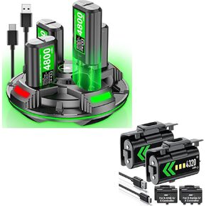 4 × 4800MWH حزمة بطارية Xbox مع محطة شحن سريعة وبطارية وحدة تحكم Xbox 2 × 43200M