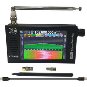 Portable SDR DSP Radio Receiver – 4.3" Touchscreen, 100KHz-149MHz, Full Band Shortwave, FM MW SSB CW HAM, 192kHz Spectrum, Waterfall Display, CNC Aluminum Alloy Case, Rechargeable Battery