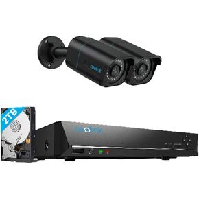 REOLINK 4K Security Camera Outdoor System, 8MP Surveillance IP PoE Camera with Person/Vehicle/Animal Detection, 100Ft IR Night Vision, 2X RLC-810A (Black) Bundle 1x RLN8-410 NVR with 2TB HDD