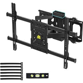 Full Motion TV Wall Mount for Most 32-75 inch with Power Outlet, 15.2" Heavy Duty Dual Swivel Articulating Tilt 6 Arms, Max VESA 600x400mm, Holds up to 132lbs