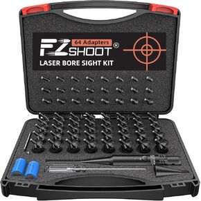 EZshoot Green/Red Bore Sight Kit with 64 Adapters Clear Laser Boresighter Fit 0.17 to 12 GA Calibers Precise Bore Sighting for Hunting