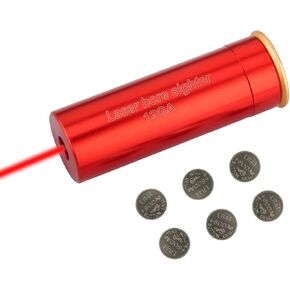 12 Gauge Laser Bore Sight, 12Gauge Red Dot Laser Boresighter, with 6 Batteries (red)