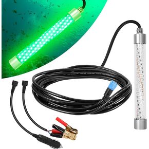Husuku FS0-1 LED LED تحت الماء ضوء الصيد - DC12V 100W 10000 لتر مع أضواء صيد ليلية أخضر 16.4 قدم ، جاذب الأسماك المتوهجة ، IP68 مصباح القارب الغازي ل snook crappie squid squid