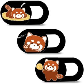 Webcam Cover Slide, Red Panda Camera Blocker 0.028in Ultra-Thin Laptop Camera Cover for MacBook iMac iPhone iPad Tablet Smartphone – Privacy Protector, Strong Adhesive (3 Pack)