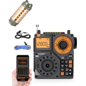 Raddy RF320 APP Control Shortwave Radio, AIR/FM/AM/VHF/SW/WB Receiver + CL-1 Portable Rechargeable Camping Flashlight