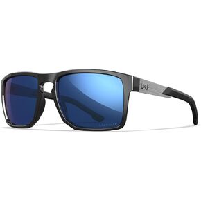 Wiley X WX Apex Sunglasses Safety Glasses for Men Shatterproof UV Eye Protection for Combat, Shooting Captivate Polarized Blue Mirror Lenses Matte Grey Frames