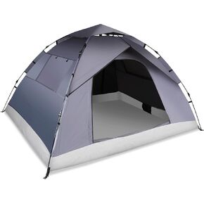 1/2/3/4 Person Pop-Up Camping Tent, Instant Setup Family Tent with Double Layer & Large Mesh Windows, Portable for Hiking, Backpacking & Outdoor Adventures, Waterproof & Windproof
