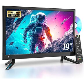 Desobry 19 INCH TV with DVD Player Built in 1080P LCD TV DVD Player Combo with HDMI USB Monitor for Home, Kitchen, RV Camper, or Office,