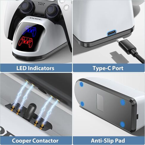 Controller Charger Accessories for PS5, Wireless Dual Control Power Adapter, DualSense Edge Docking Holder for PlayStation, Gaming Joystick Charging Dock Station, White in Kuwait