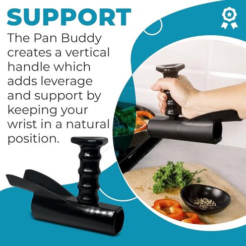 Pan Buddy™- Vertical Attachment for Pan Handle- Adds Leverage and Support- Makes Lifting Heavy Cookware Easier! (Black) in Saudi Arabia