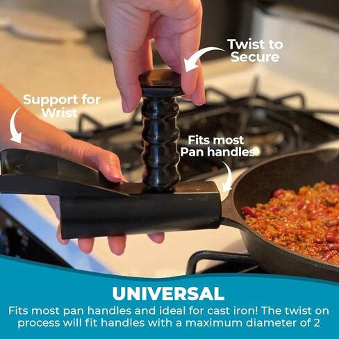 Pan Buddy™- Vertical Attachment for Pan Handle- Adds Leverage and Support- Makes Lifting Heavy Cookware Easier! (Black) in Saudi Arabia