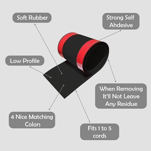Rubber Bond Cord Covers for Wires on Floor - 6"x48" Self-Adhesive Rubber Cable Hider Floor Strips - Cable Management Wire Covers for Floor - Low Profile Cord Hider and Protector - Grey Cable Covers in Kuwait