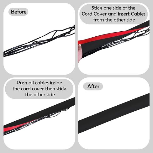 Rubber Bond Cord Covers for Wires on Floor - 6"x48" Self-Adhesive Rubber Cable Hider Floor Strips - Cable Management Wire Covers for Floor - Low Profile Cord Hider and Protector - Grey Cable Covers in Kuwait