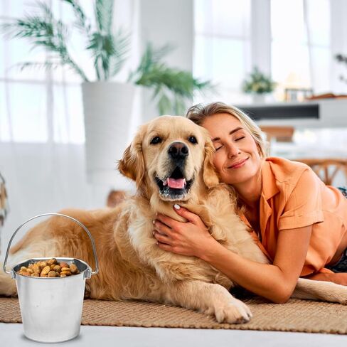 دلو الجانب المسطح الثقيل من الفولاذ المقاوم للصدأ 9 كوارت- طعام متين وماء من الكلاب والحصان واليائحة والأقفاص وصناديق المخلوقات- دلاء متعددة الأغراض خالية من الفوضى وخالية من الفوضى in Kuwait