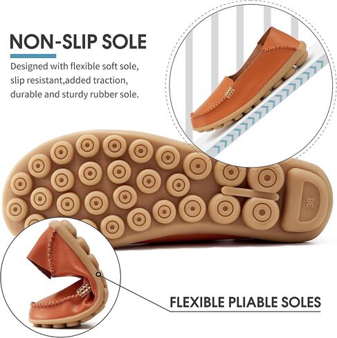 DUOYANGJIASHA Women's Comfortable Loafers Casual Round Toe Moccasins Wild Driving Flats Soft Walking Shoes Women Slip On Gold in Kuwait
