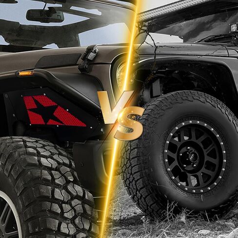 Front & Rear Inner Fender Liners Compatible with 2007-2018 Jeep Wrangler JK & JKU Unlimited Sport Sahara Rubicon, Steel Mud Guards Red Lightning Logo Wheel Well Cover Fenders Flares (2/4 Doors) in Kuwait