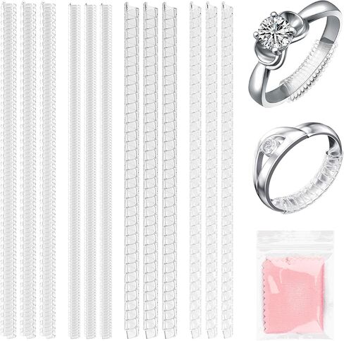 8 قطع مقاسات خواتم من ويجو اب للخواتم الفضفاضة، 28 قطعة قماش تلميع فضية و40 كيس بلاستيكي صغير. 4 مقاسات لضبط حجم الخاتم، وقماش تلميع ومجموعة أكياس بلاستيكية صغيرة للمجوهرات والأقراط والقلائد in Kuwait