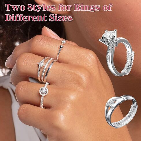 8 قطع مقاسات خواتم من ويجو اب للخواتم الفضفاضة، 28 قطعة قماش تلميع فضية و40 كيس بلاستيكي صغير. 4 مقاسات لضبط حجم الخاتم، وقماش تلميع ومجموعة أكياس بلاستيكية صغيرة للمجوهرات والأقراط والقلائد in Kuwait