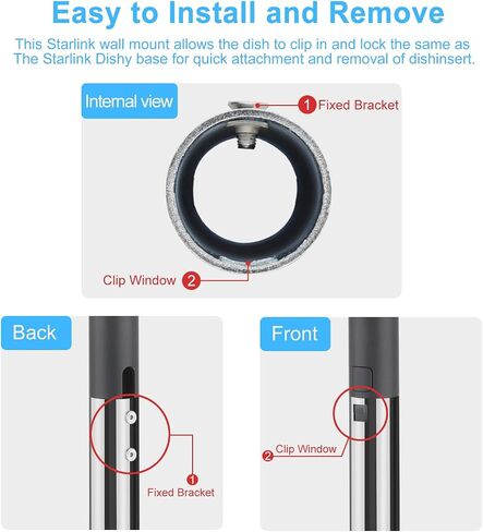 KINEEPLE Heavy Duty Steel for Starlink Short Wall Mount,Starlink Pole Mount,Starlink Roof Wall Mounting kit Compatible with Star Link Gen2 Rectangular Dish Pipe Adapter and Pole Mount Kits in Saudi Arabia