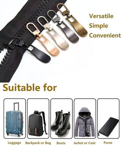 Cunswen 16 pcs Zipper Pull Replace Universal Replacement Szipper Pull Repair for Stacks ، Backpack ، Bag ، Laggage ، Lase ، Coat ، Pants (أسطوانية ، على شكل قلب ، ممدودة ، متموجة) in Saudi Arabia