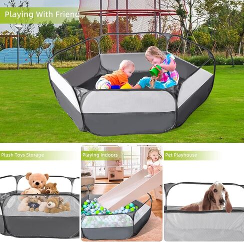 Foldable Ball Pit for Toddlers, Large Pop Up Ball Pits Kids Play Tent Crawl Playpen Ball Pool Playhouse Playpen with Storage Bag, for Boys Girls Dogs Cats Ferrets Indoor Outdoor, Dark Gray in Saudi Arabia