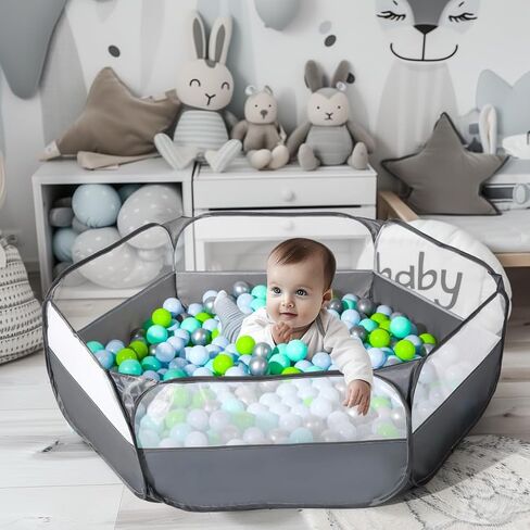 Foldable Ball Pit for Toddlers, Large Pop Up Ball Pits Kids Play Tent Crawl Playpen Ball Pool Playhouse Playpen with Storage Bag, for Boys Girls Dogs Cats Ferrets Indoor Outdoor, Dark Gray in Saudi Arabia