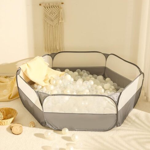 Foldable Ball Pit for Toddlers, Large Pop Up Ball Pits Kids Play Tent Crawl Playpen Ball Pool Playhouse Playpen with Storage Bag, for Boys Girls Dogs Cats Ferrets Indoor Outdoor, Dark Gray in Saudi Arabia