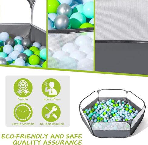 Foldable Ball Pit for Toddlers, Large Pop Up Ball Pits Kids Play Tent Crawl Playpen Ball Pool Playhouse Playpen with Storage Bag, for Boys Girls Dogs Cats Ferrets Indoor Outdoor, Dark Gray in Saudi Arabia