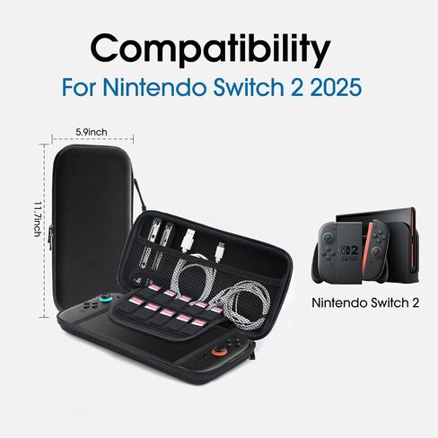 amCase Carrying Case for Nintendo Switch 2 [7.9''] 2025 - Protective Hard Shell Portable Travel Carrying Case Pouch for Switch Console and Accessories (Black) in Saudi Arabia