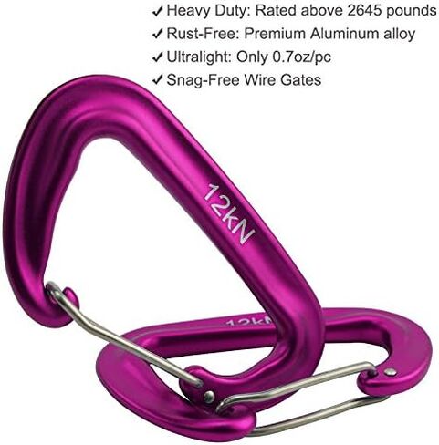 12kN 3.2"x2" Heavy-Duty Carabiner Clips - Durable, Lightweight Aluminum Alloy Carabiners for Hiking, Camping, Keychains, Dog Leashes, Hammocks & More in Kuwait