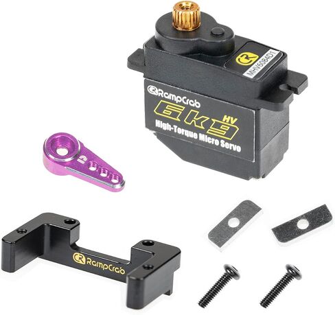 RampCrab 6kg Steering Servo with Mount Bracket and Servo Horn for FMS FCX24, Upgrade Parts for RC Crawler 1/24 Scale FCX24 Power Wagon Butcher & Max Smasher Big Foot, K5 (Black Horn) in Saudi Arabia