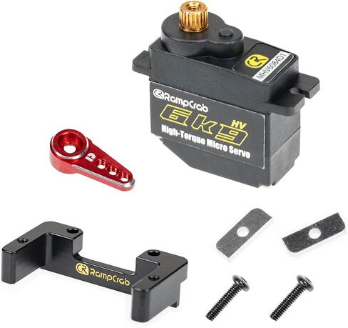 RampCrab 6kg Steering Servo with Mount Bracket and Servo Horn for FMS FCX24, Upgrade Parts for RC Crawler 1/24 Scale FCX24 Power Wagon Butcher & Max Smasher Big Foot, K5 (Black Horn) in Saudi Arabia