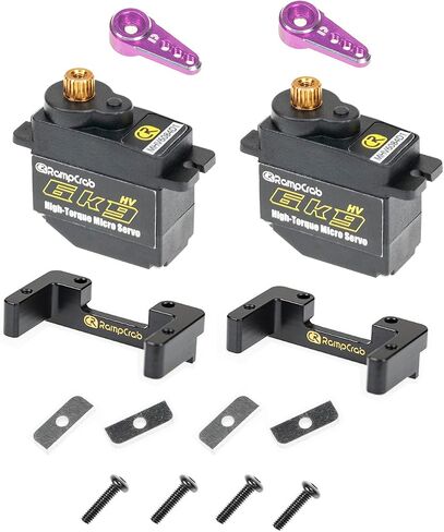 RampCrab 6kg Steering Servo with Mount Bracket and Servo Horn for FMS FCX24, Upgrade Parts for RC Crawler 1/24 Scale FCX24 Power Wagon Butcher & Max Smasher Big Foot, K5 (Black Horn) in Saudi Arabia