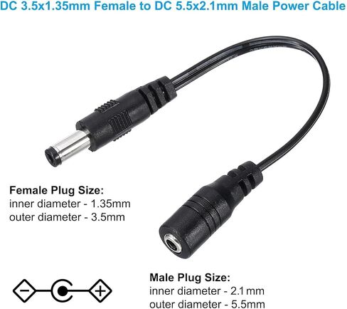 5.5x2.1mm to 3.5x1.35mm Surveillance Camera Cable, 5.5x2.1mm to 3.5x1.35mm Male to Female DC Adapter Made for LED Light Strip, CCTV Camera, Audio Mixing, Recording Equipment in Kuwait