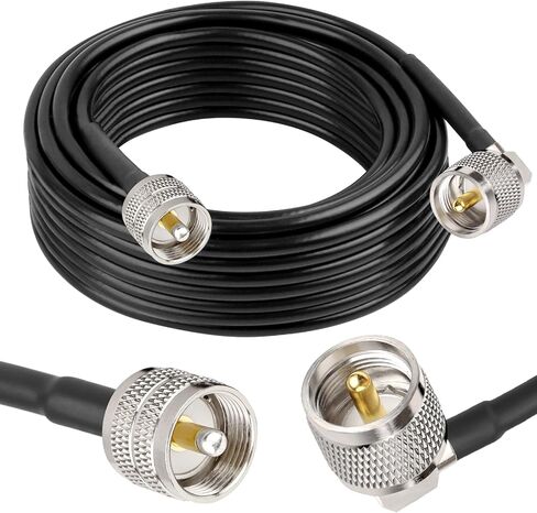 كابل محوري CB - 15FT RG58 UHF PL-259 ذكر إلى ذكر كابل محوري ذو زاوية قائمة منخفض الخسارة كابل هوائي Cb كابل قافز لراديو CB، راديو HAM، محلل الهوائي، مقياس SWR in Saudi Arabia