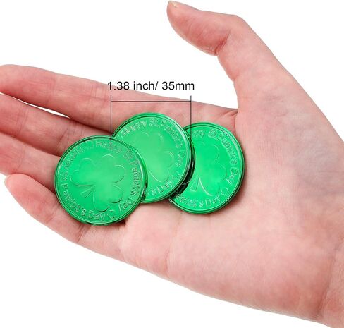 240 Pieces St. Patrick's Day Shamrock Coins Saint Patty's Day Plastic Lucky Clover Coins Shamrock Luck Coins Table Sprinkles for Party Supplies (Gold) in Saudi Arabia