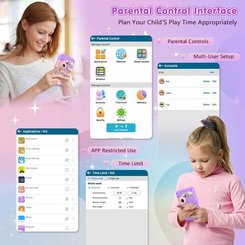 VATOS Kids Smart Phone Toy for Girls Boys 3 4 5 6 7 8 9 Years Old, 4" Large Touchscreen Spider Style Kids Cell Phone with Dual Camera, Music Player, Puzzle Game, 8GB Memory Learning Toy Birthday Gift in Kuwait