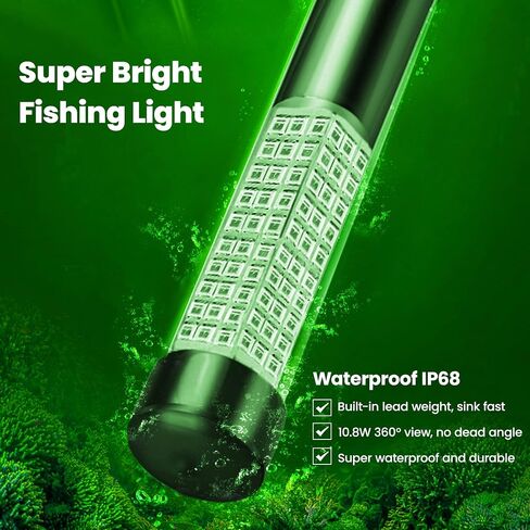 LED Night Fishing Light 12V 108 LEDs 10.8W Underwater Night Fishing Finder Light, 1080LM Green Submersible Fishing Attracting with 5M Power Cord in Saudi Arabia