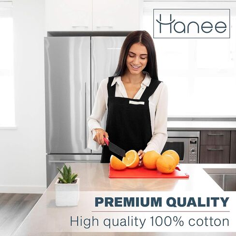 HANEE Cotton Aprons for Women and Men | Cross-Back Apron with Pockets in Kuwait