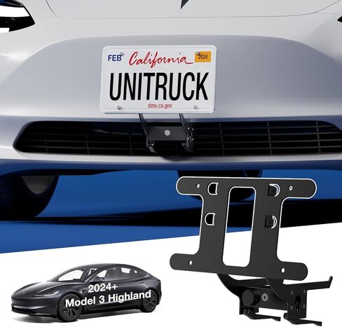 حامل لوحة ترخيص قابل للقفل: لوحة ترخيص أمامية بدون حفر لـ 2020-2024 Tesla Model Y، 2020-2023 Model 3 مضاد للسرقة بدون مواد لاصقة in Saudi Arabia