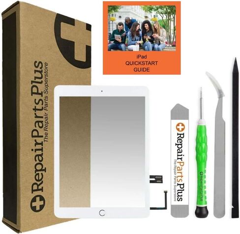 for iPad 6th Generation Screen Replacement Glass Touch Digitizer Premium Kit (9.7" 6th Gen 2018, A1893 A1954) + Home Button, Tools, Adhesive, QuickStart Guide + Video - White in Saudi Arabia