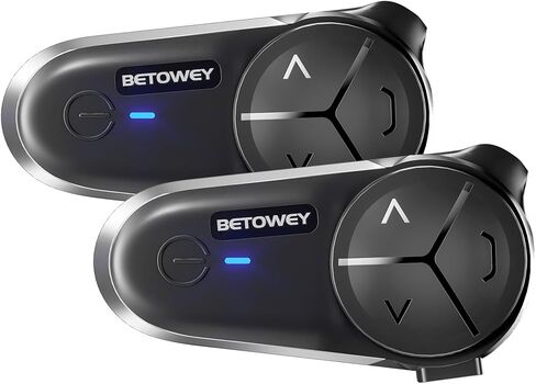 Betowey S5 دراجة نارية Bluetooth Intercom لـ 10 راكبون ، سماعة Bluetooth خوذة V5.3 مع تعدد المهام الصوتية ، مكبرات صوت ميكروفون من النوع/تقليل الضوضاء ، قطعتين in Kuwait