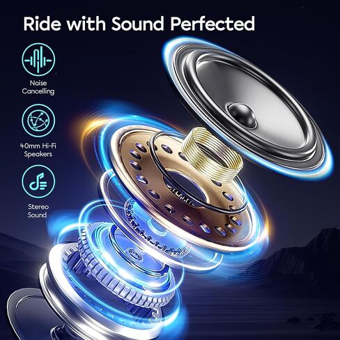 Betowey S5 دراجة نارية Bluetooth Intercom لـ 10 راكبون ، سماعة Bluetooth خوذة V5.3 مع تعدد المهام الصوتية ، مكبرات صوت ميكروفون من النوع/تقليل الضوضاء ، قطعتين in Kuwait