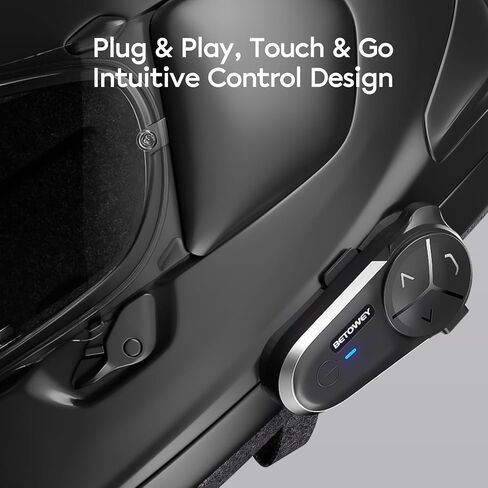 Betowey S5 دراجة نارية Bluetooth Intercom لـ 10 راكبون ، سماعة Bluetooth خوذة V5.3 مع تعدد المهام الصوتية ، مكبرات صوت ميكروفون من النوع/تقليل الضوضاء ، قطعتين in Kuwait
