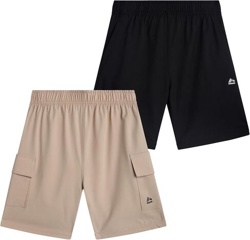 RBX Boys' Athletic Shorts - 2 Pack Active Performance Woven Shorts for Kids - Basketball Activewear Shorts for Boys (8-16) in Saudi Arabia