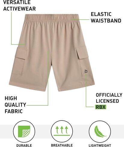 RBX Boys' Athletic Shorts - 2 Pack Active Performance Woven Shorts for Kids - Basketball Activewear Shorts for Boys (8-16) in Saudi Arabia